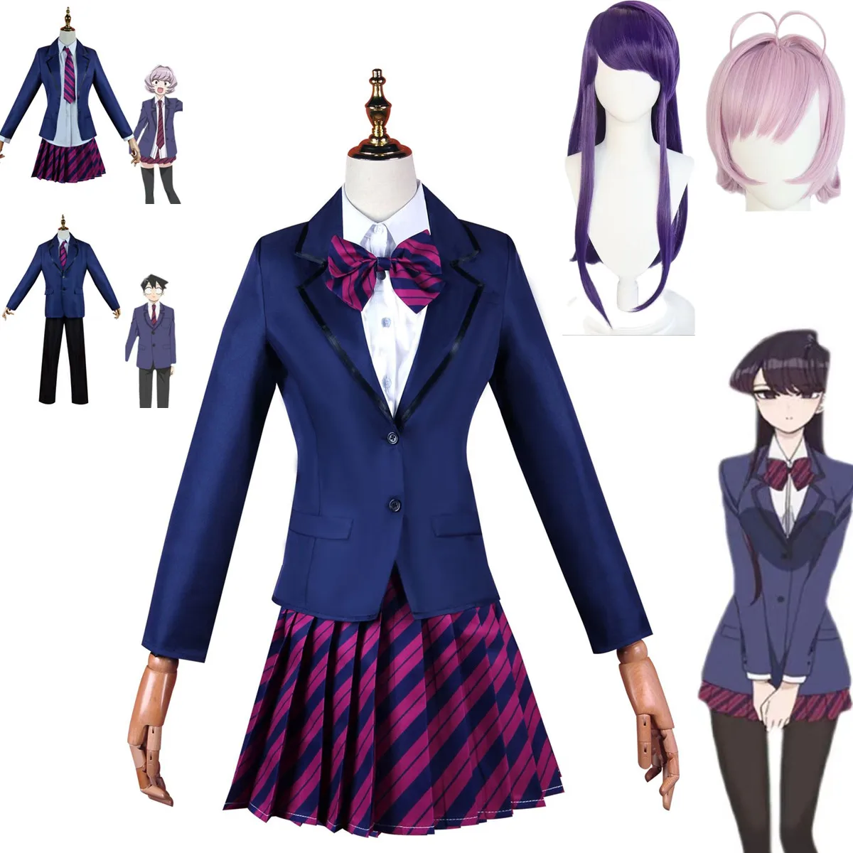 

Парик для школьной униформы аниме Shoko Komi Can't Communicate Shouko Tadano Hitohito Osana Najimi костюм для косплея фиолетового цвета