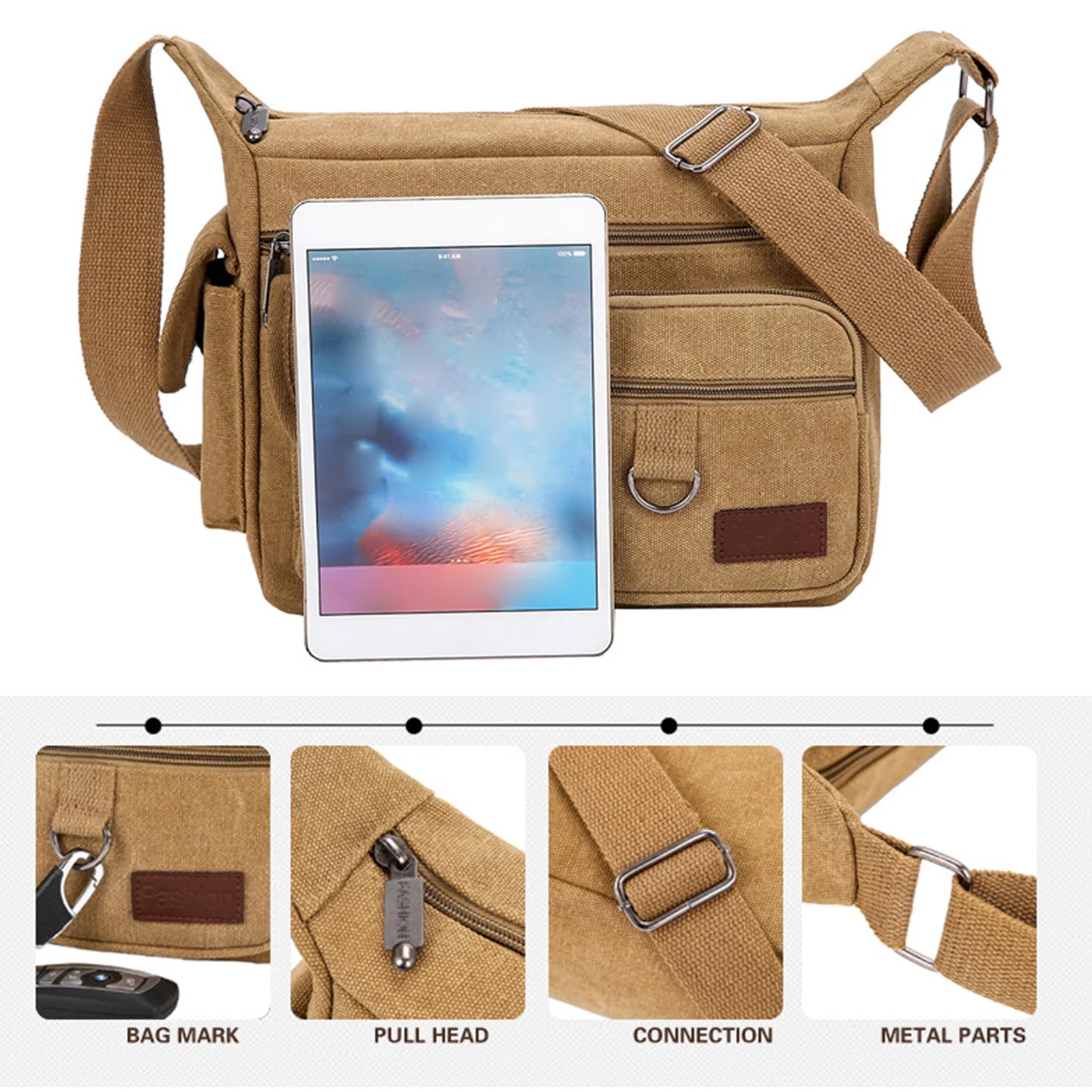 Пеньковая Сумка-ранец маленький мессенджер на плечо боковая