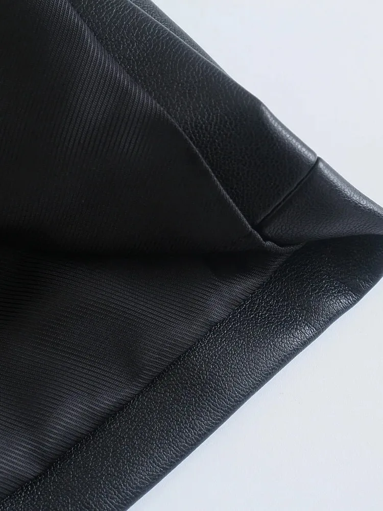 Женский пиджак из искусственной кожи Adherebling Traf винтажный с длинными рукавами и