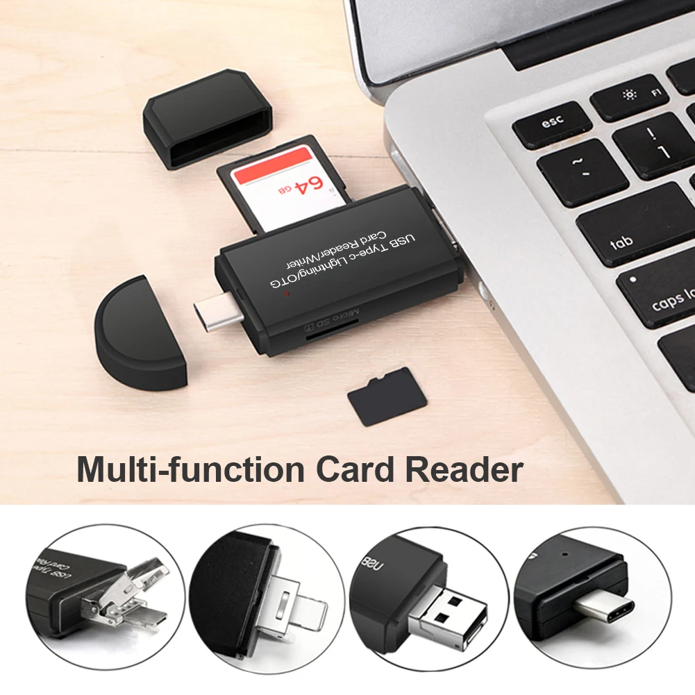 Type-C USB Micro 8 Pin Dongle Удлинительный кабель концентратор для зарядки 4 в 1 OTG адаптер SD TF