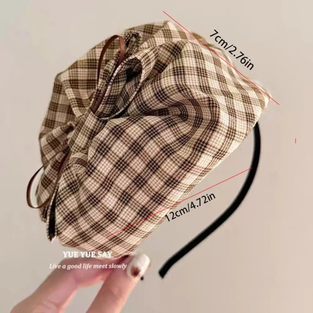 Элегантная полушляпа в клетку официальная шляпа повязка на голову берет с бантом