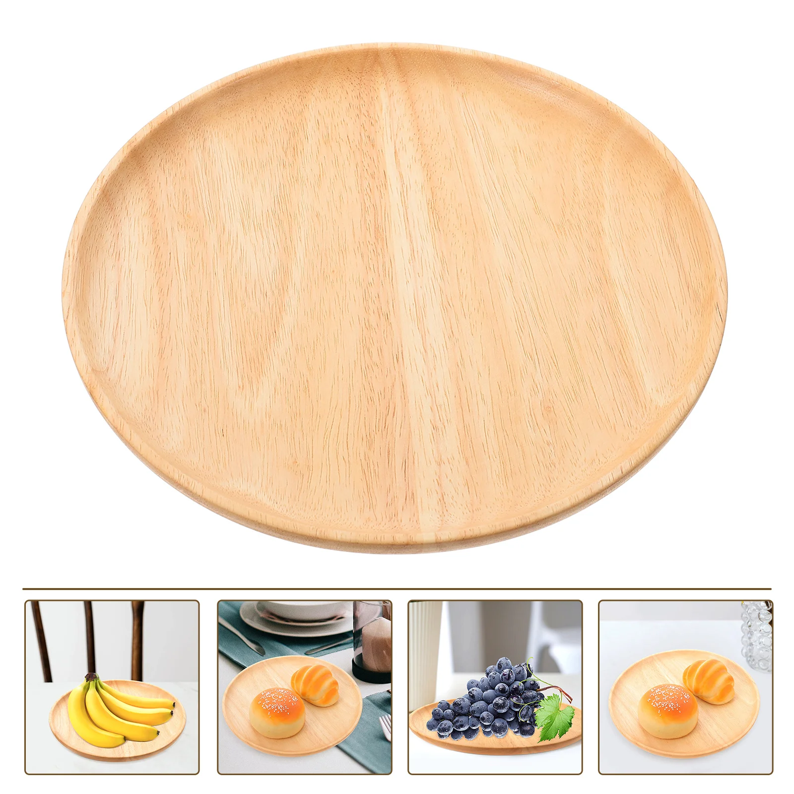 

Tray Woodenserving Wood Plate Snack Platterfruit Kitchen Rectangular Dinner Round Dessert Appetizer Storage Tableware Dry Board