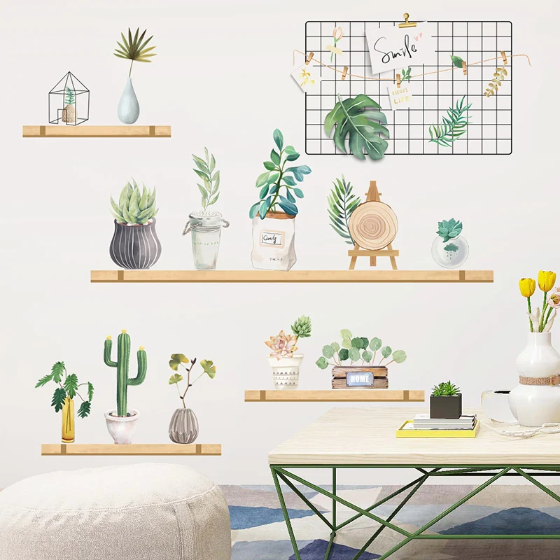 

Pot Culture Wall Stickers DIY Green Potted Plant Wall Decals for Living Room Kids Bedroom Nursery Kitchen Home Decoration