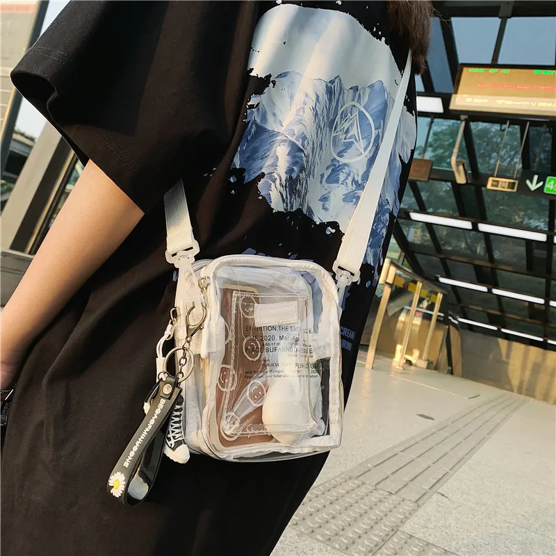 

Прозрачные сумки через плечо, простые мини-сумки на молнии, подходящие ко всему, Модные прозрачные сумочки для пар, кошельки из ПВХ в стиле Х...