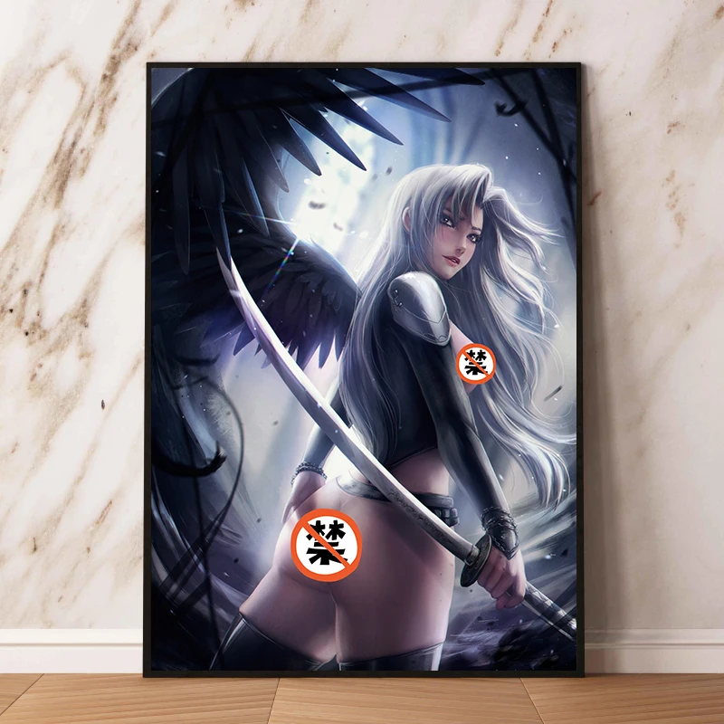 

Final Fantasy Anime Poster Sephiroth Jessie Print Nude Sexy Girl Canvas Art Poster Custom Living Room Wall Decoration Painting