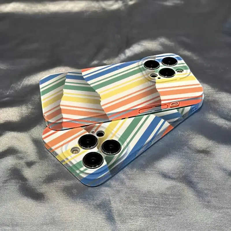 

DMAWMJ Fashionable stripe phone case for iphone 14 pro max 13 11 12 shockproof silicone cover for iphone xr xs x 8 plus 7 se2020