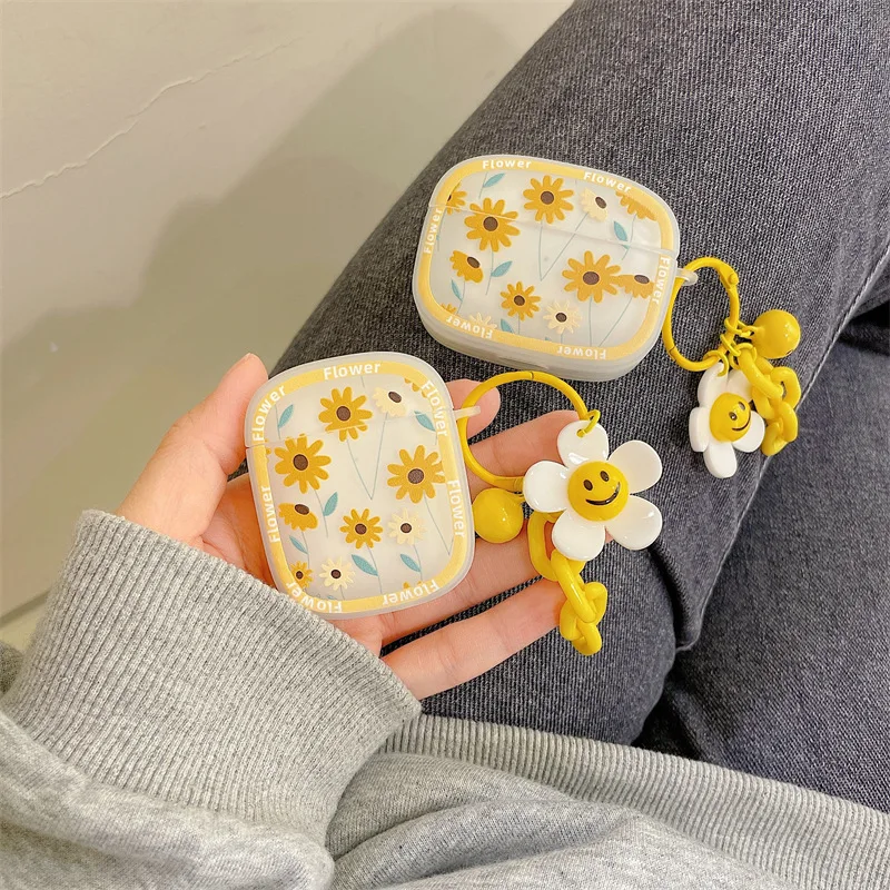 

Yellow Flower Small Bell Chains 2021 AirPods 3 Case Apple AirPods 2 Case Cover AirPods Pro Case IPhone Earphone Accessories