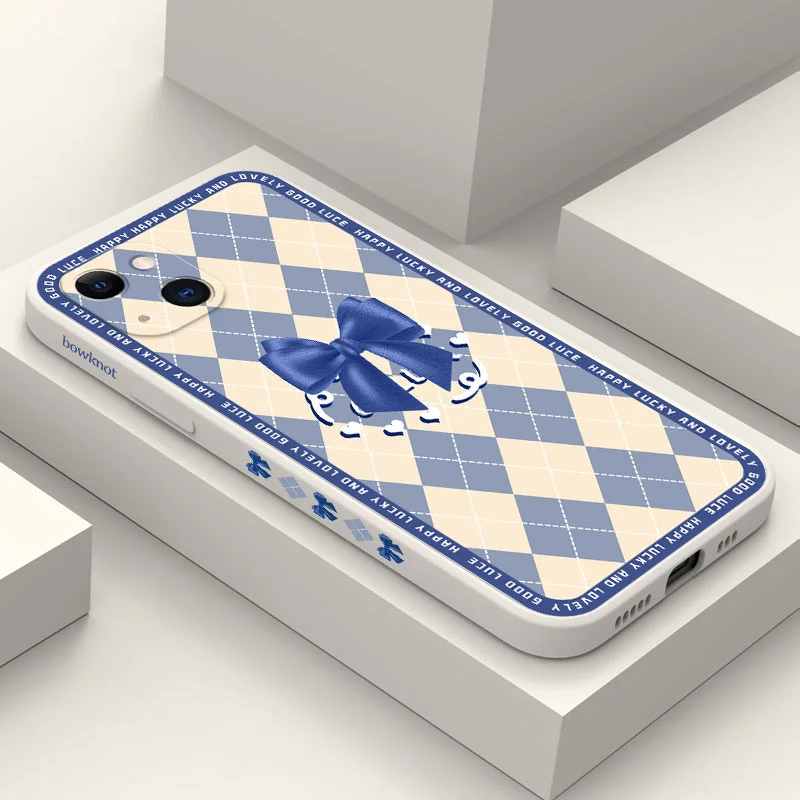 

Plaid Ribbon Phone Case For iPhone 13 12 11 Pro Max Mini X XR XS MAX SE2020 8 7 Plus 6 6S Plus Cover
