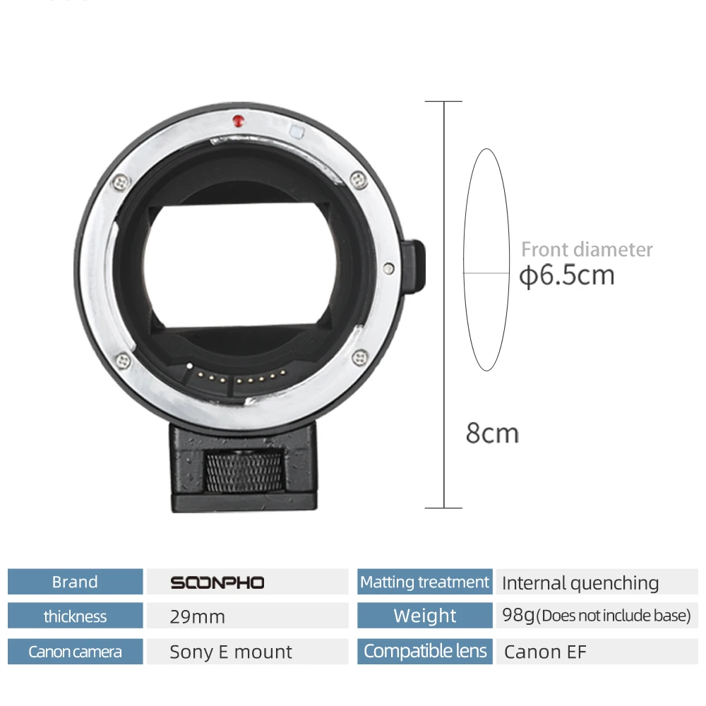 Фото Адаптер для объектива Soopho EF-NEX IV с автофокусом для Sony E NEX, полнокадровый A9 AII7 A7RII A7SII A6500 A6300 для объектива Canon EF EF EF-S №1