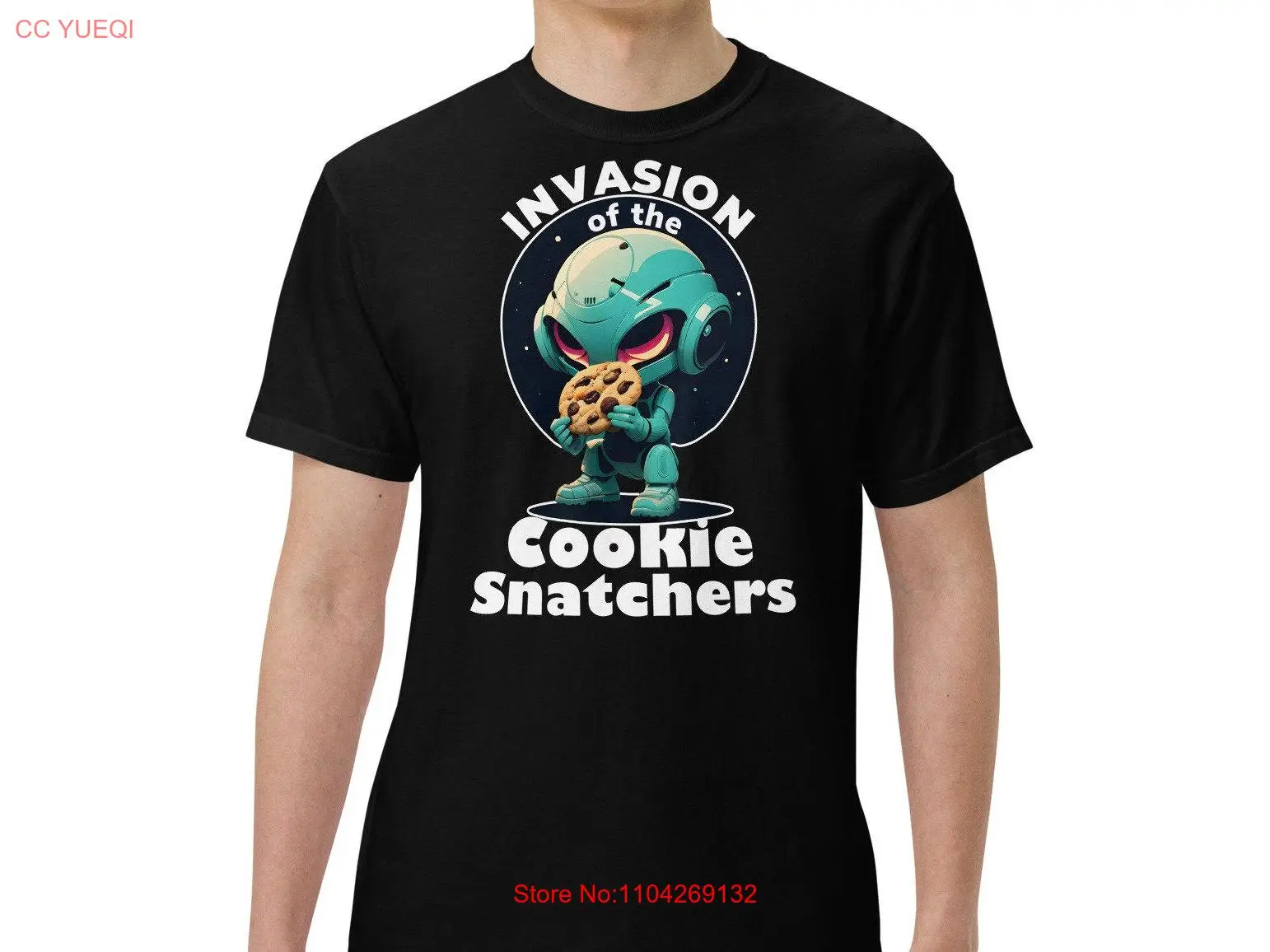 Cookie Invader Мужская одежда окрашенная в тяжелом весе футболка инопланетянин