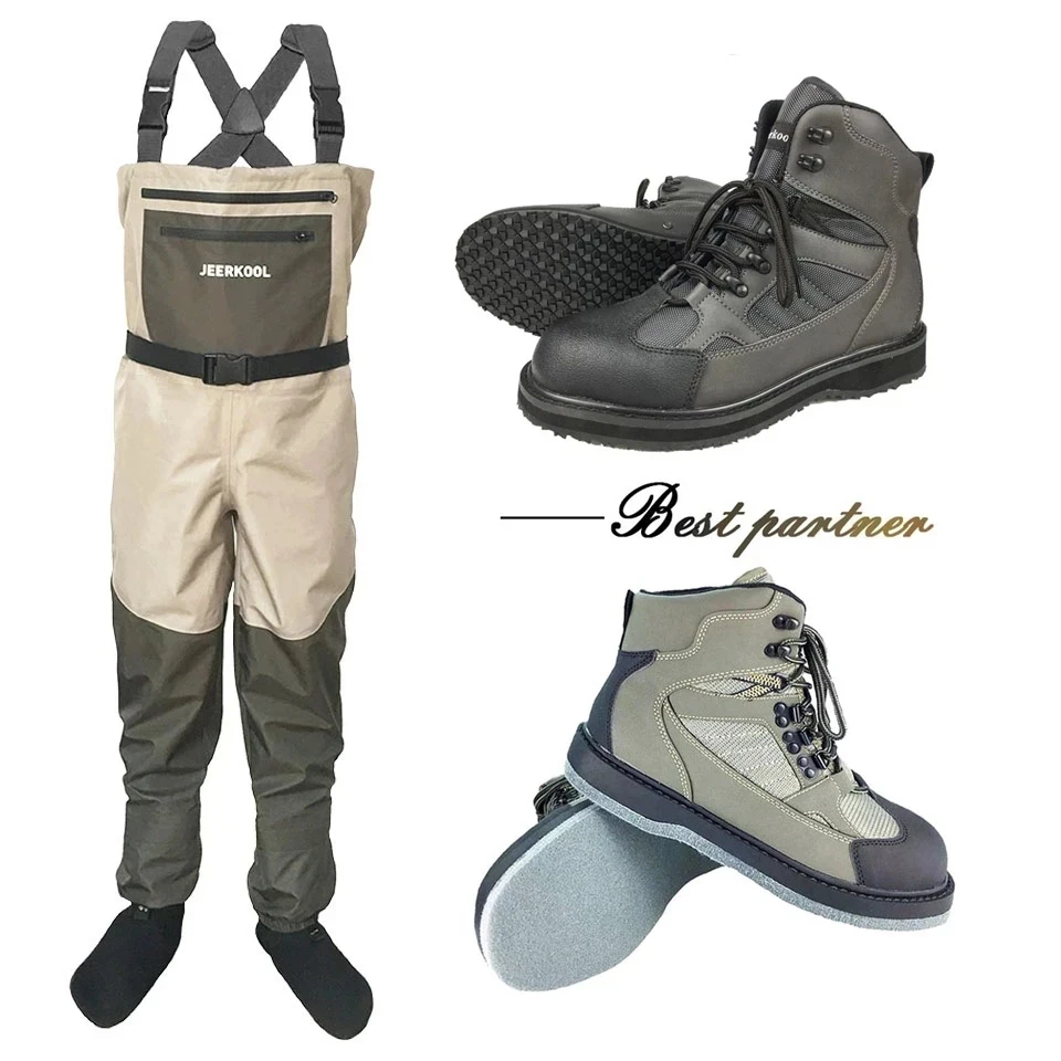 

Winter Fishing Waders with Boots Men Women Fly Fishing Waterproof Wading Pants with Rubber or Felt Sole Shoes Hunting Clothes