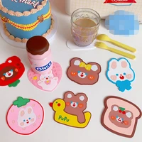 cartoon 1 pc silicone dining table placemat coaster kitchen accessories mat cup bar mug cartoon animal drink pads