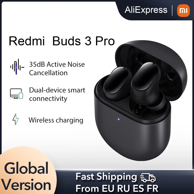 Купи Global version Xiaomi Redmi Buds 3 Pro TWS Bluetooth Earphones Wireless headphones 35dB ANC Dual-device Redmi Airdots 3 Pro за 2,435 рублей в магазине AliExpress