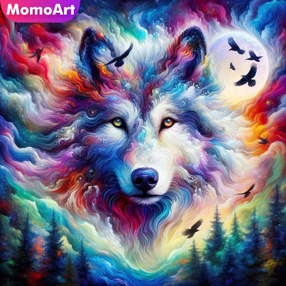 Momoart Алмазная мозаика &quotВолки&quot животное живопись Луна полная квадратная