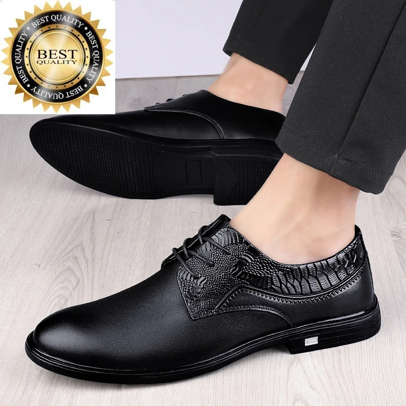 

lace dress shoes Men busienss up Platform Casual genuine Leather Shoes Man Streetwear Fashion Wedding party for men