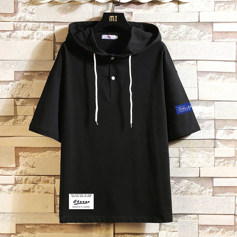 

Повседневные толстовки с коротким рукавом 2022, летняя белая, черная, хип-хоп свободная Мужская Уличная одежда для скейтборда в стиле панк, Од...