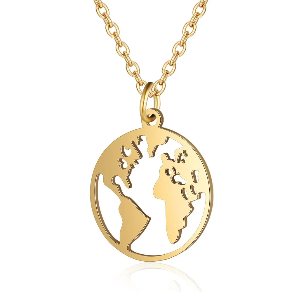 

10PCS Stainless Steel Global Earth World Map Necklaces Geography African Country Continent Planet Pendant Charm Hometown Jewelry