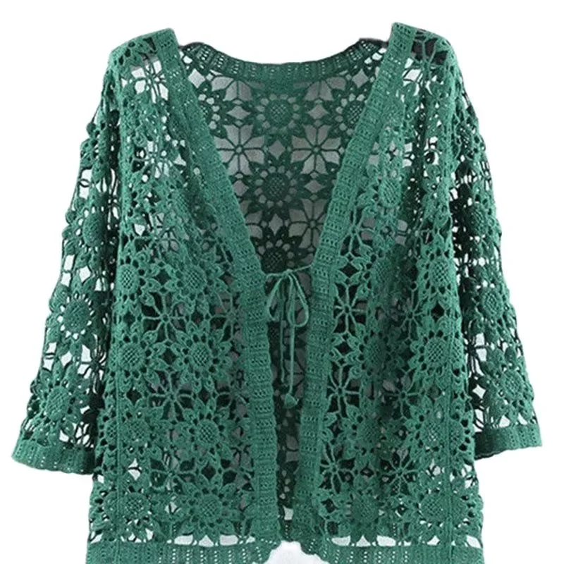 

2023New Hollow Out Knitting Sun Protection Clothing Women's Coat 2022 Summer Loose Cardigan Ladies Air-conditioning Shirt