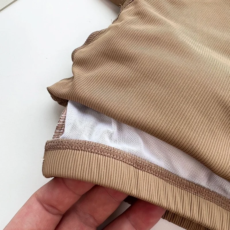 LU Sport Top Woman Ribbed Short Sleeve T Shirts Blouse Solid Padded Waist Open Sports Crop Tank Shirt Fitness Soft Gym T-shirts