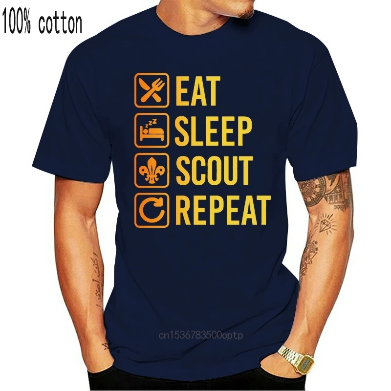 

Eat Sleep Scout-Camiseta divertida para niño, camisa de manga corta, ropa de tendencia, 100% algodón