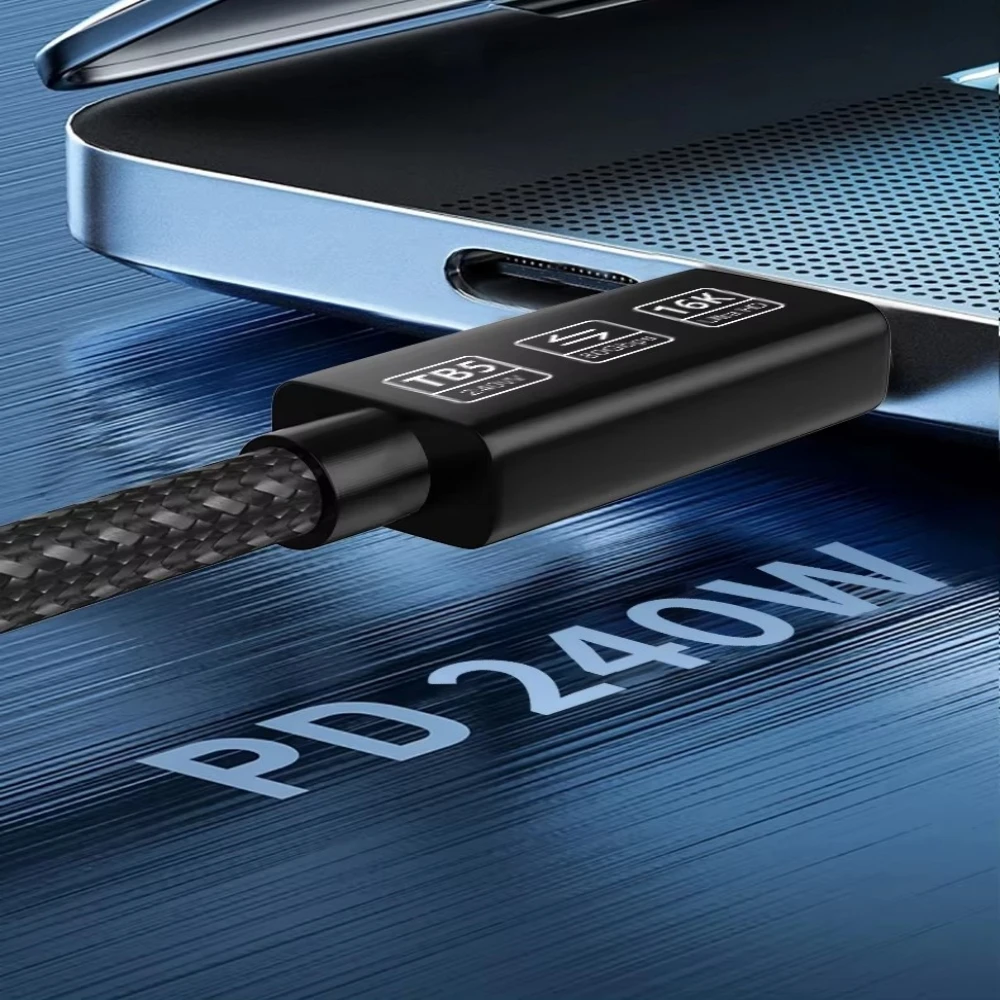 Фото Кабель USB4.0 GEN4, совместимый с Thunderbolt 5, 80 Гбит/с, 240 Вт, быстрая зарядка, видео 16K, сверхскоростная передача данных, кабель USB-C на USB-C №3