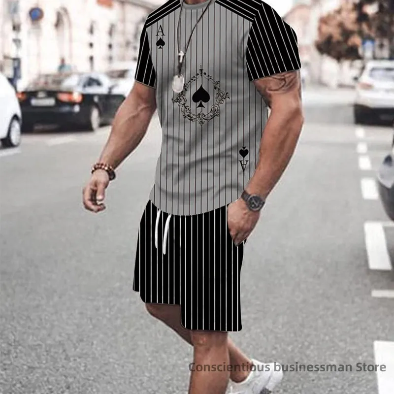 

Summer Men's Suit Fashion Men's Clothing Tracksuit Men's Sets 3D Print T-shirt Shorts Pants Set Trend Oversized Male 2 Piece Set