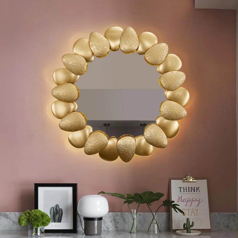 

Simple Modern Living Room Villa Creative Flower Petal Mirror Glass Wall Lamp Light Luxury Personalized Hand Washing Bedroom Lamp
