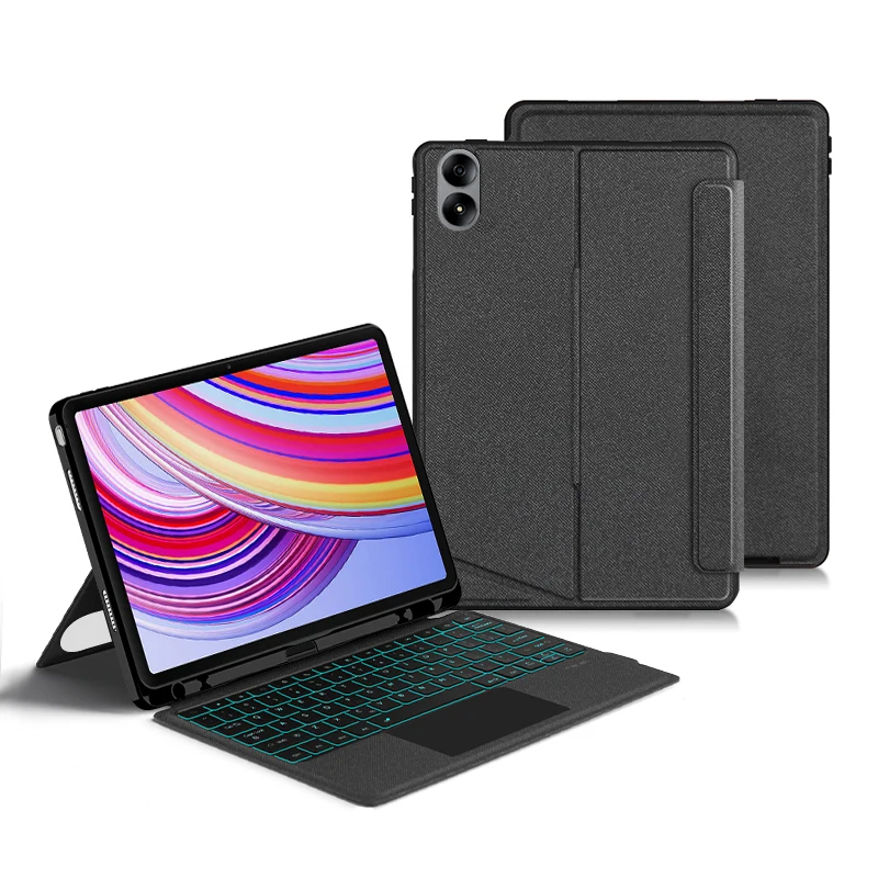 Фото Волшебная клавиатура с подсветкой AJIUYU для XiaoMi Redmi Pad Pro 12,1 дюйма, смарт-чехол Folio, португальский, испанский, арабский, чехол для клавиатуры №5