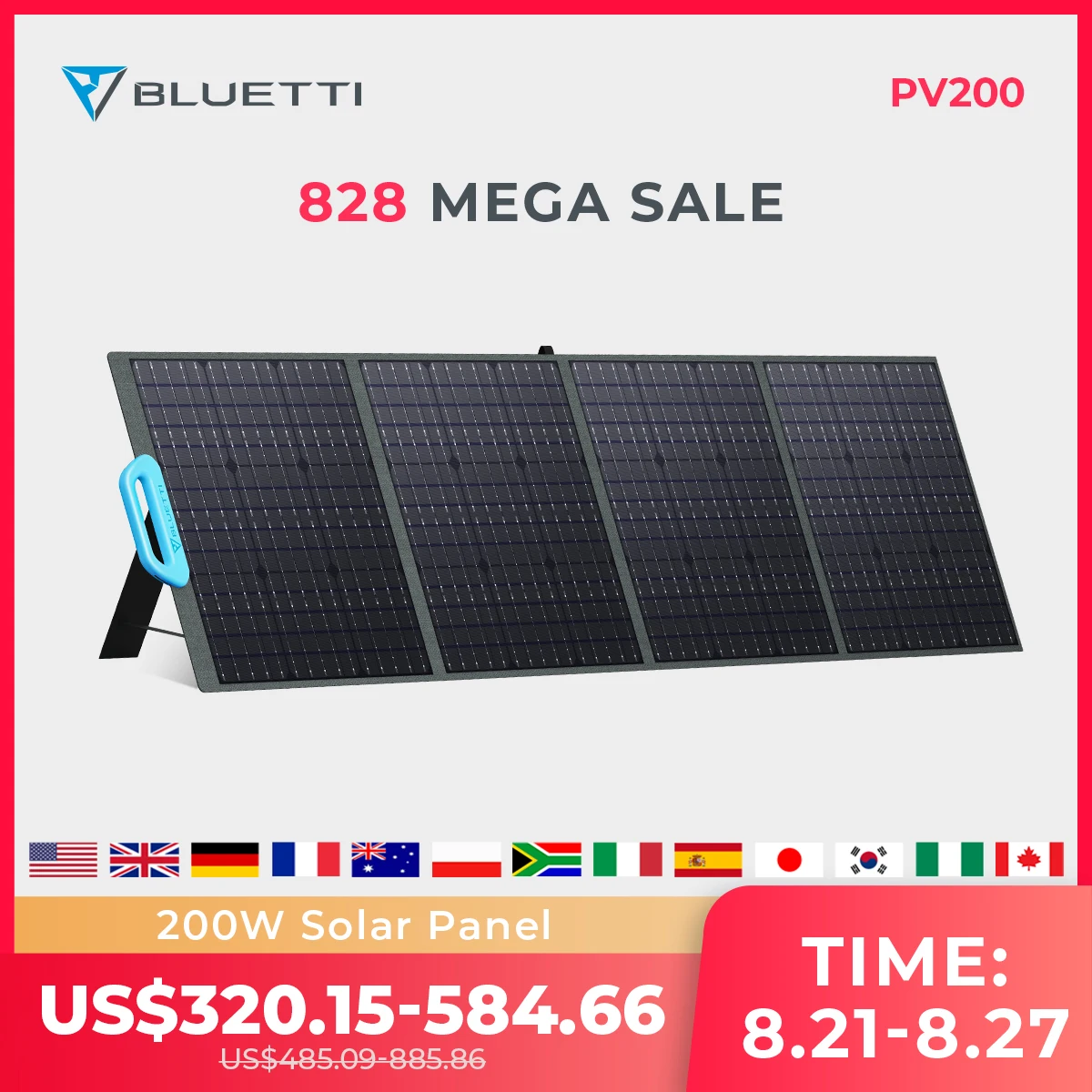 

BLUETTI PV200 Solar Panel 200W Folding Solar Panels Foldable For Solar Power Station Portable Kit Solar Plate Camping Adjustable