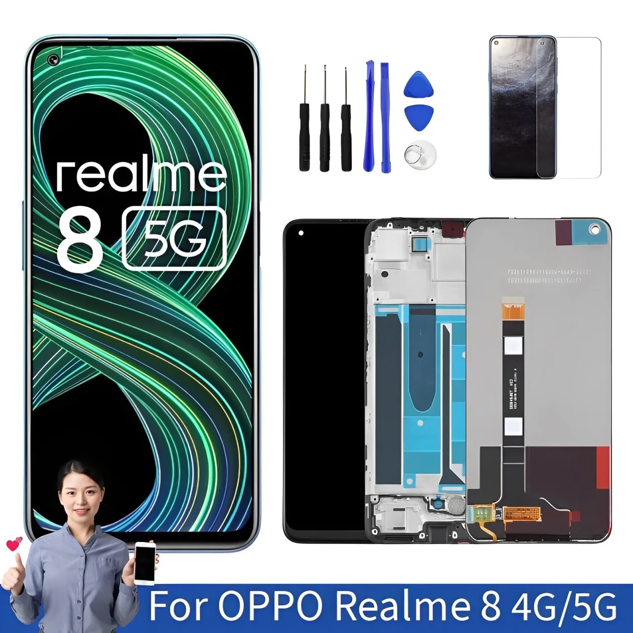6 5 &quotrealme 8 5G ЖК-экран для OPPO Realme ЖК-дисплей RMX3241 RMX3085 дигитайзер сенсорного экрана