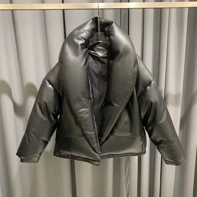 Женское Укороченное пальто из 2023 белого утиного пуха стеганая куртка