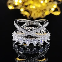 2022 new luxury round silver color bride wedding ring set for women lady anniversary gift jewelry dropshipping r6386
