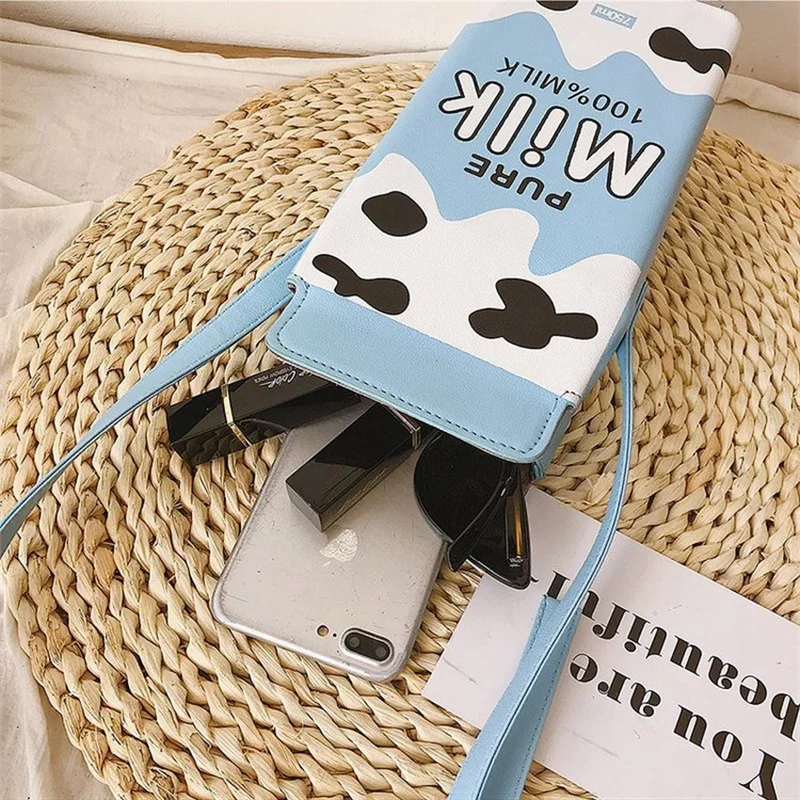 Летняя сумка с принтом молочной коробки через плечо из искусственной кожи