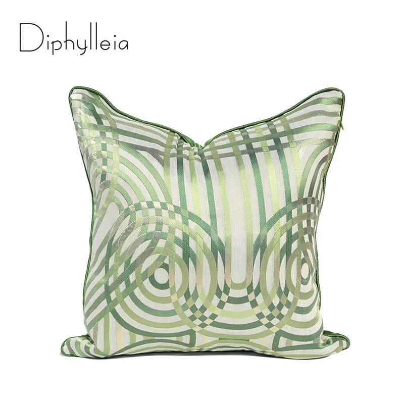 

Diphylleia Fresh Green Annual Ring Geometry Jacquard Cushion Cover Modern Home Decorative Pillow Case 50X50cm For Hotel Villa