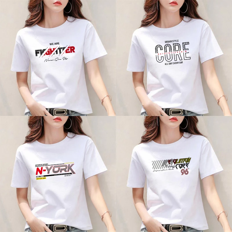 

Women's T-shirt Oversized T-shirt Short Sleeve T-shirts Women Slash English Free Shipping Summer Sleeves Crop Women-clothing Top