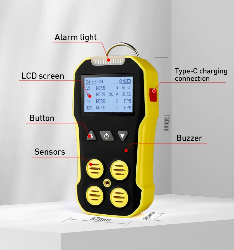 Bosean BH-4A Портативный многоканальный газоанализатор 4 в 1 (O2  CO  H2S  EX) с ЖК-экраном (art.: 3920dcc4616db) - 3920dcc4616db
