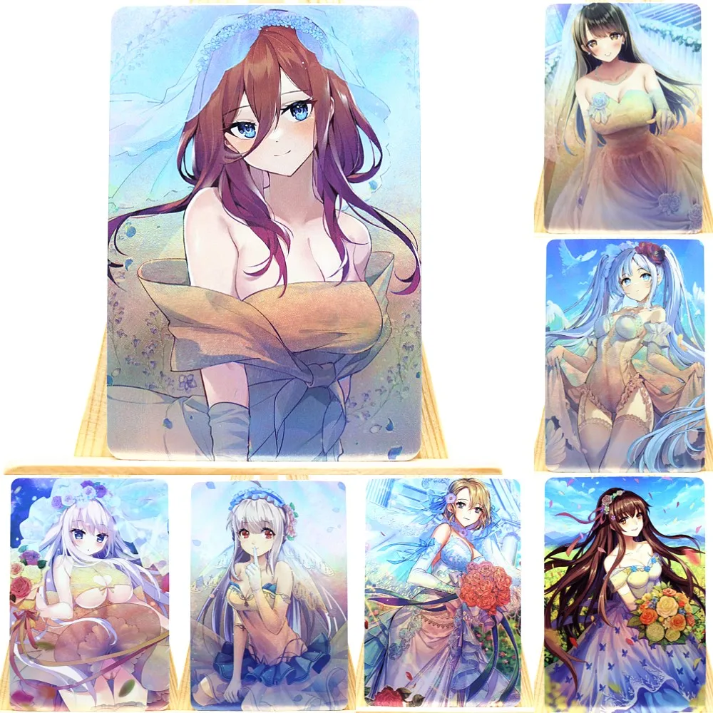 

6-11штук/комплект Аниме игра Flash ACG карточка Ganyu Tifa Lockhart Angewomon Kawaii сексуальная девушка карточка Коллекционная любимая игрушка