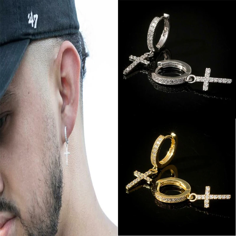 

New New Trendy Cross Drop Earring Mosaic Cubic Zircon Simple and Elegant Accessories Versatile Daily Wear Earrings for Women