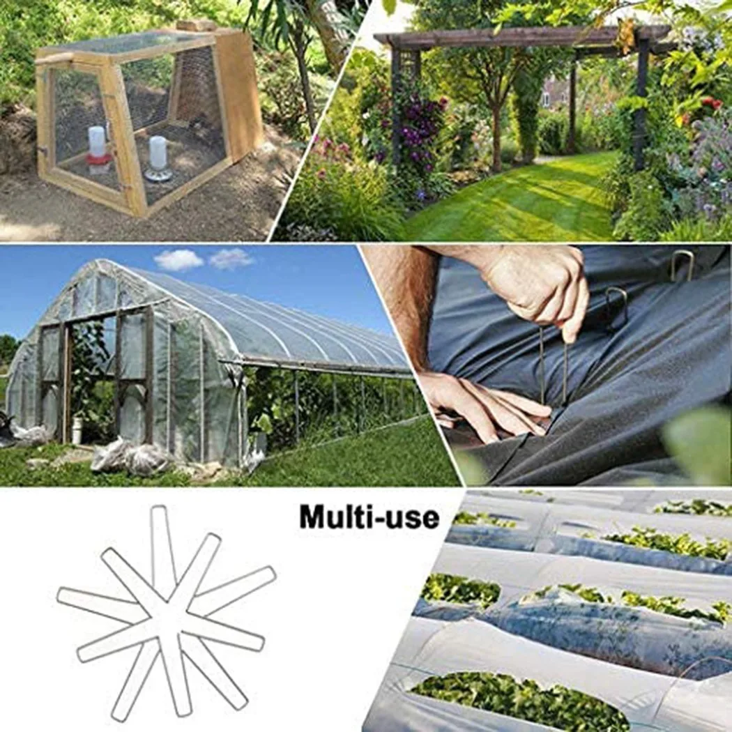 

50pcs Galvanised Metal Ground U Tent Pegs Gazebo Camping Tarpaulin Hooks Greenhouse Garden Tools For Garden Lawn Plant Fixation