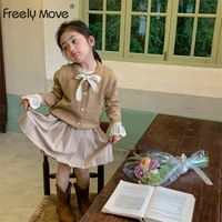 freely move baby girls clothes set lace sweater suit for girl autumn kids 2 pcs clothing children outfits shirt skirt outerwear