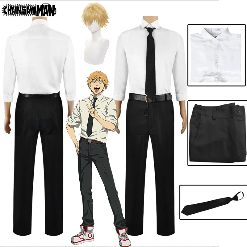 

Anime Chainsaw Man Denji Cosplay Costume Wig Pants Shirt Tie Public Safety Devil Hunter Halloween Denji Cosplay Costumes for Men