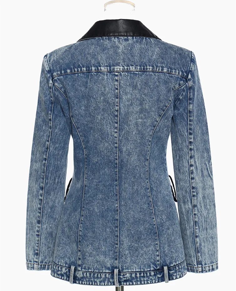 Женская джинсовая куртка винтажная из искусственной кожи в стиле пэчворк