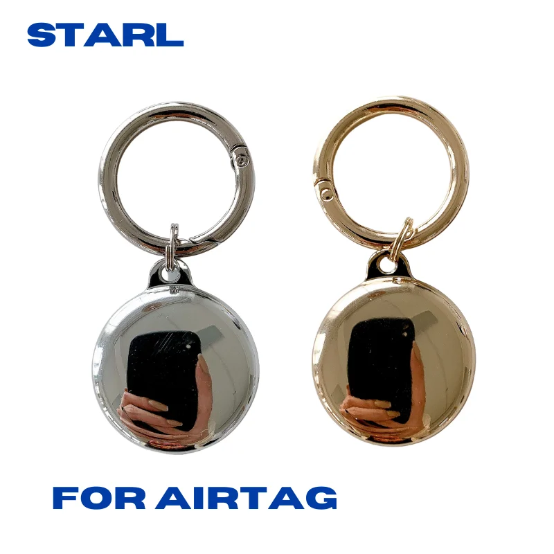 

Electroplating Metal Plating Case For Airtag Apple Air Tag Cases Airtags Protective Sleeve Cover Keyring Key Chain Ring Golden
