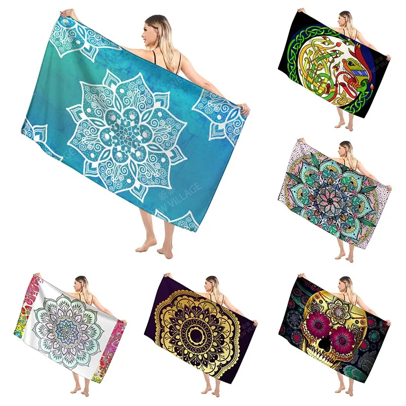 

Банные полотенца Mandala для ванной для взрослых, винтажное пляжное полотенце для сауны, комплект полотенец для спортзала, большой женский душ для отеля