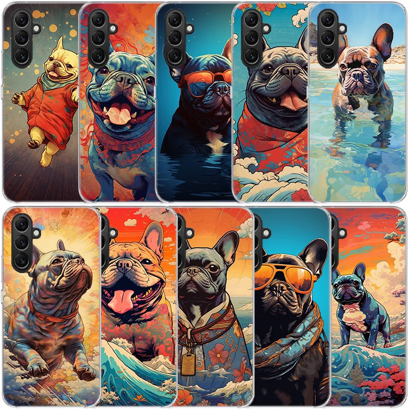 French Bulldog Dog Pug Clear Phone For Samsung Galaxy A55 A35 A25 A15 A05S A04S A14 A24 A34 A54 A03S A13 A23 A33 A53 A73 A9 A8 A
