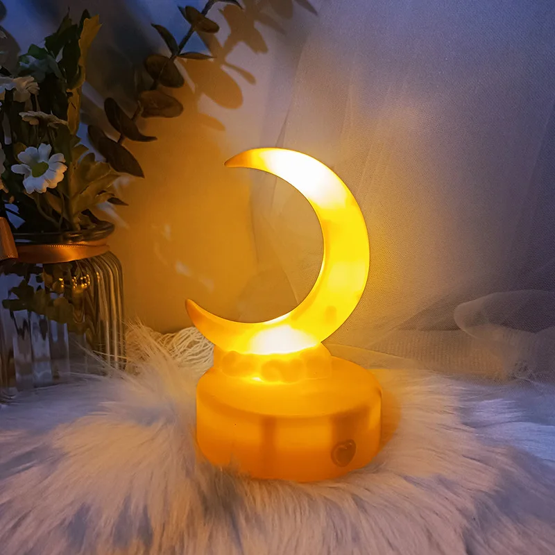 

Fantastic Crescent Moon Night Lamp Children'S Desk Lamp Moon Clouds Glow Toy Bedside Lamp Table Lamp Luminous Light Table Lamps
