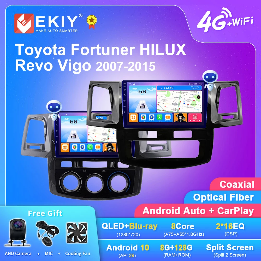 EKIY T7 Android Auto Radio For Toyota Fortuner HILUX Revo Vigo 2007-2015 Stereo Car Multimedia Video Player 2din DSP Carplay GPS