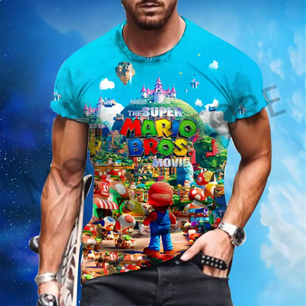 Летняя мужская футболка 2024 Детская с рисунком Марио 110-6XL детская Аниме