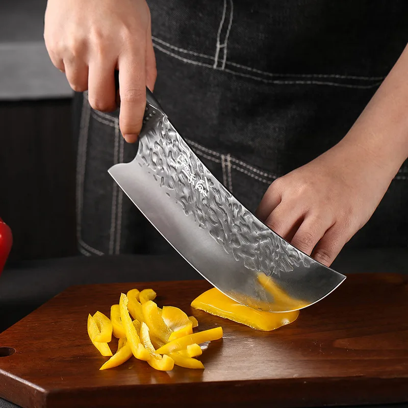 Фото Кованый кухонный нож мясника, нож шеф-повара, нож ручной работы, нож из нержавеющей стали, нож для нарезки, кухонные универсальные ножи №3