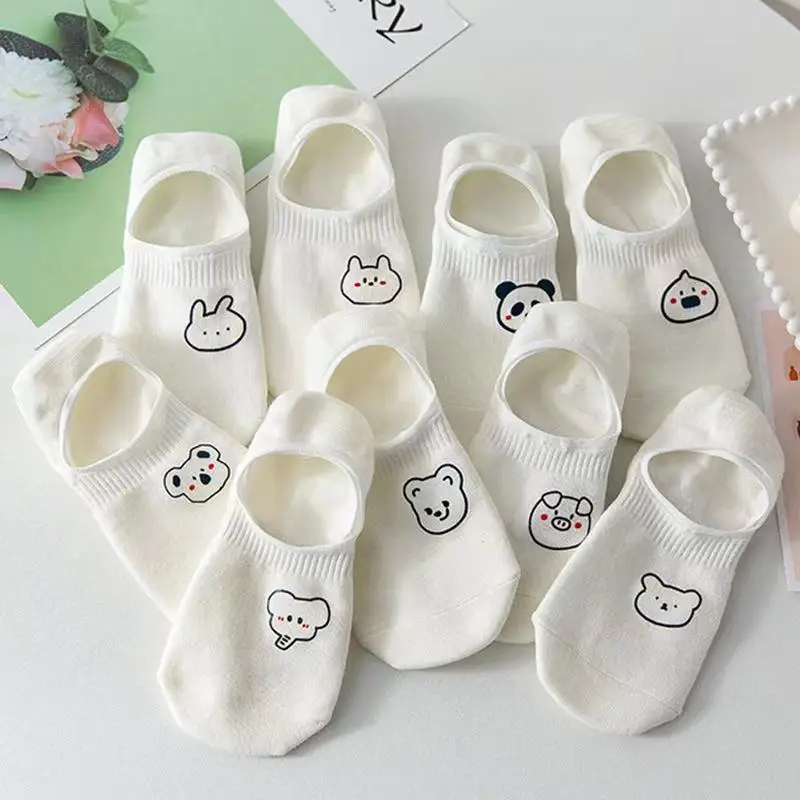 5 Pairs/lot Rabbit Cow Heart Animal socks Cotton Casual  Warm Women Streetwear Cute Funny Socks Short Happy Ankle